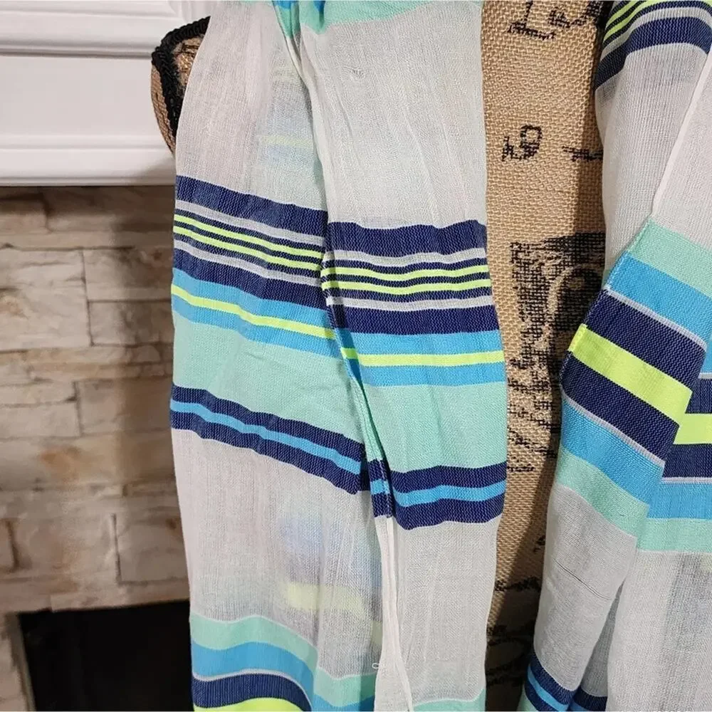 Loft yellow blue and‎ white striped infinity scarf new!